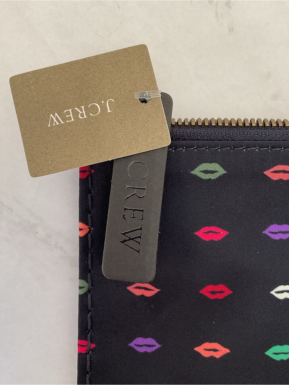 J. Crew Lips Print Clutch Navy NWT - Picture 4 of 5
